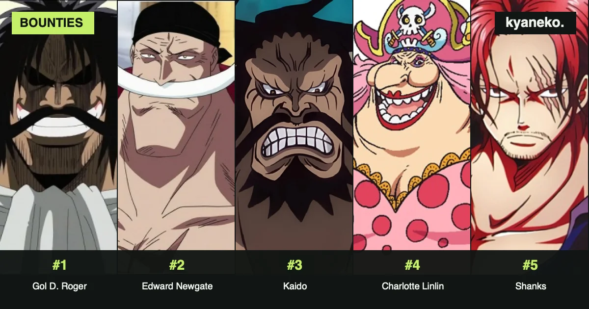 Anime characters with the highest bounties
